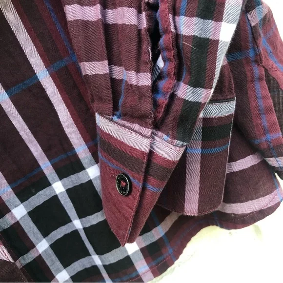 Foxcroft burgundy preppy plaid top shirt L14 - Picture 4 of 10